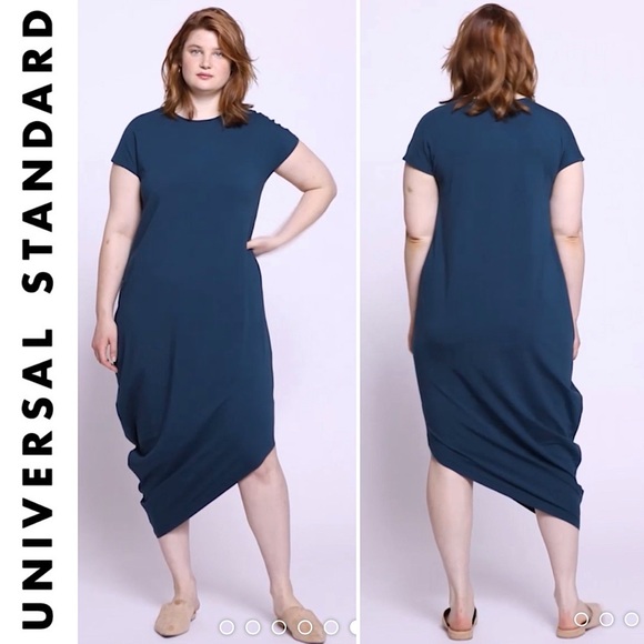 Universal Standard Dresses & Skirts - Universal Standard Iconic Geneva Dress Deep Sea Teal Crew Neck Short Sleeve M 18
